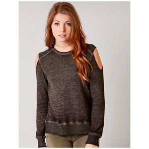 Cold Shoulder Zip Back Sweatshirt